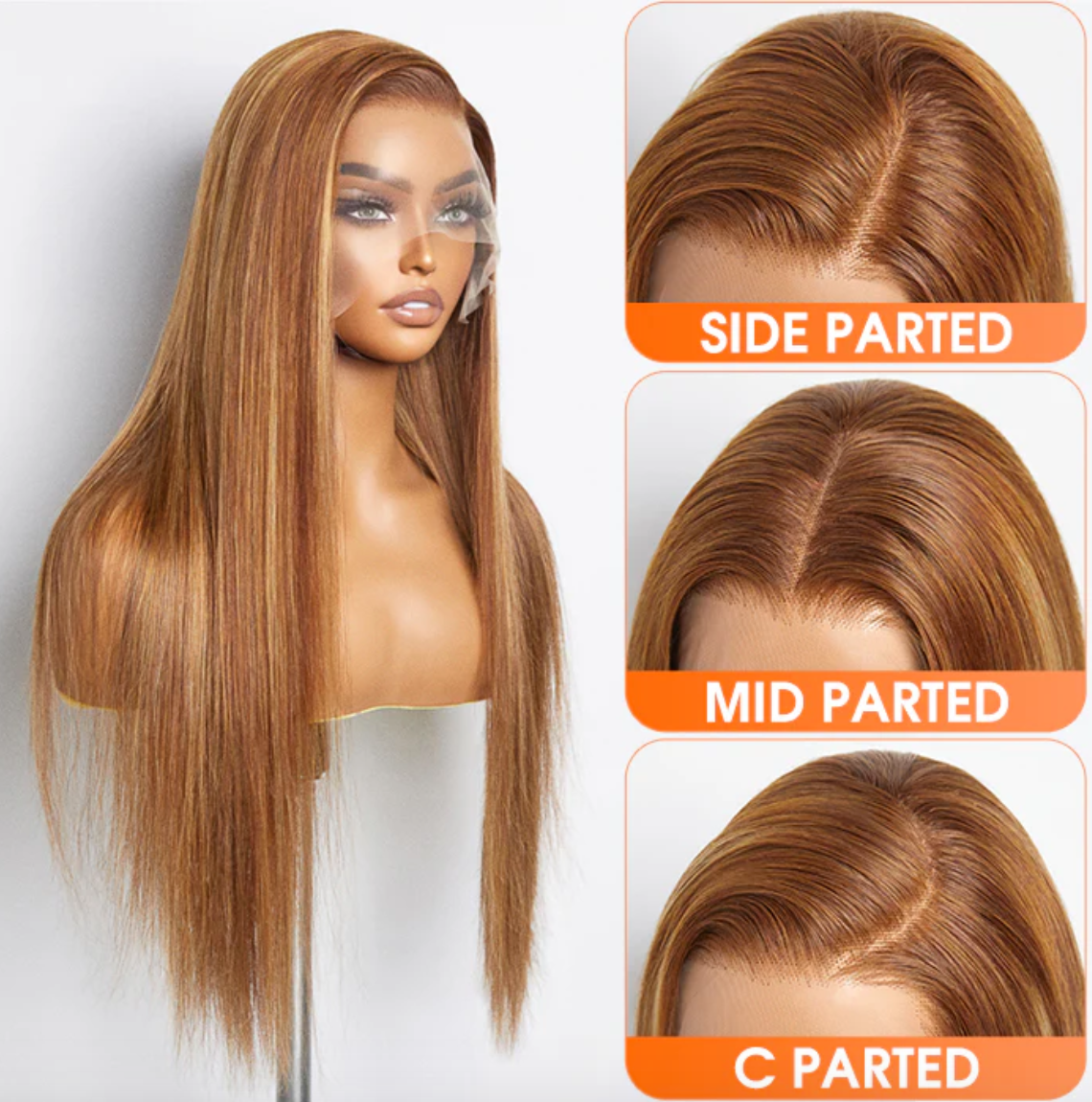 Slay Effortlessly with Our 13x4 Lace Frontal Wig – #4/27 Two-Tone Straight Perfection ✨ Medium Brown Swiss Lace | 100% Human Hair | 150% Density ✨