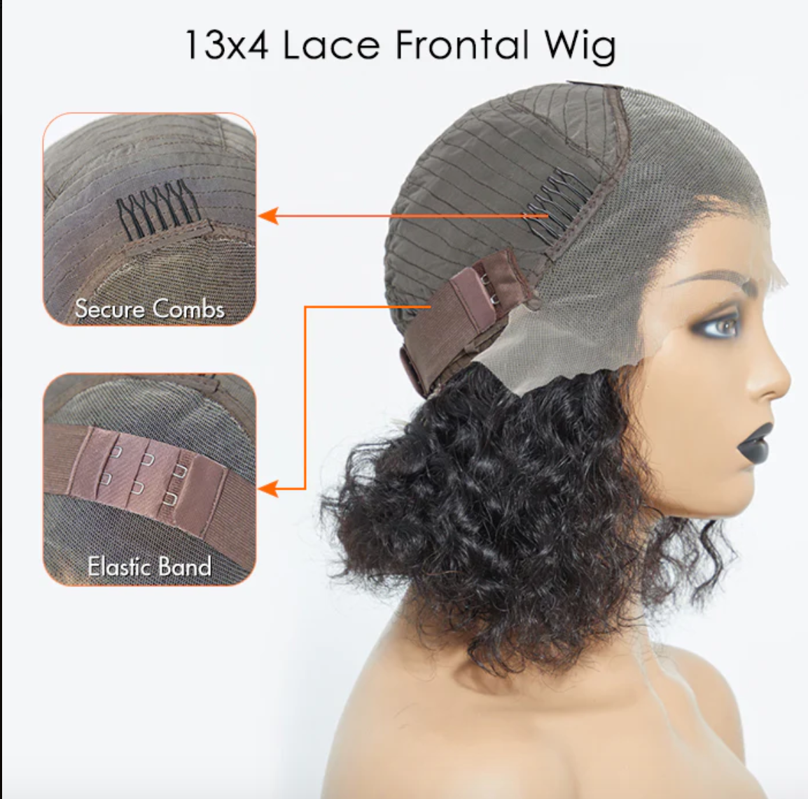 13x4 Lace Front Water Wave Bob Wig – Pre-Plucked, 150% Density, Pure Curls