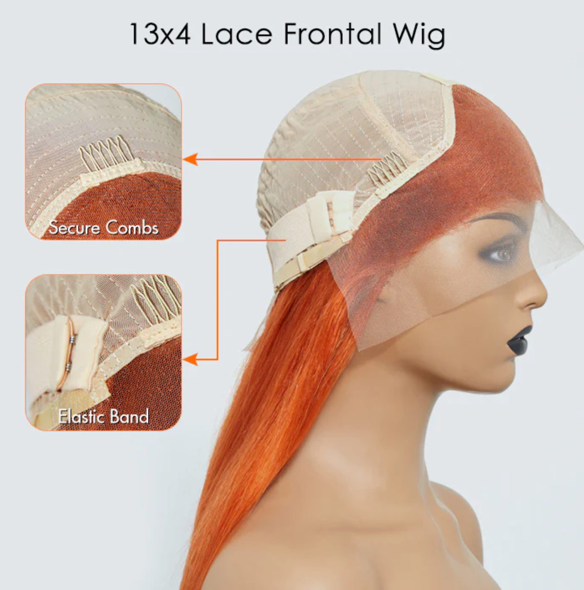 🧡 24” Ginger 13"x4" Lace Front Straight Wig – Pre-Plucked, Free Part & 100% Human Hair! 🧡