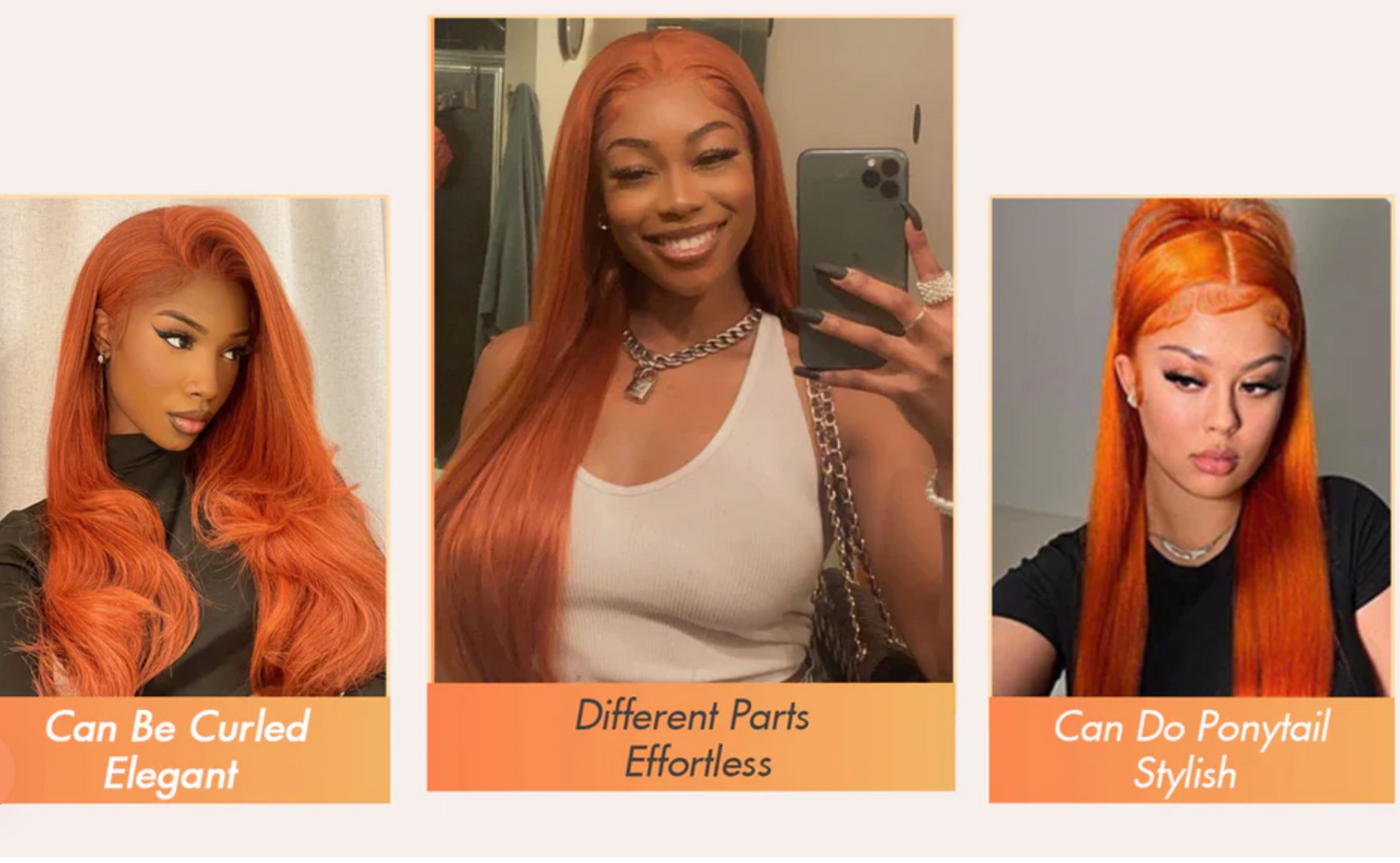 🧡 24” Ginger 13"x4" Lace Front Straight Wig – Pre-Plucked, Free Part & 100% Human Hair! 🧡