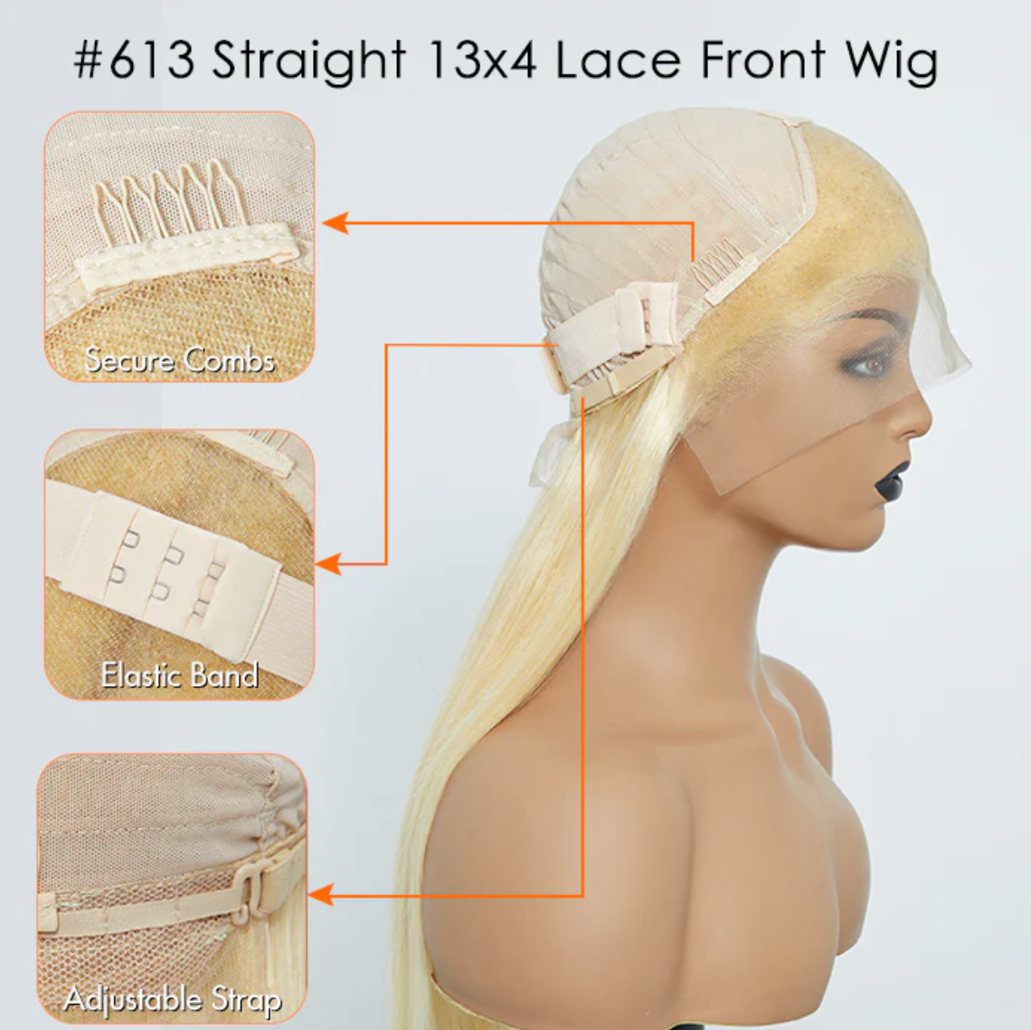 💛 16”–30” #613 Blonde Straight Lace Frontal Wig – Pre-Plucked & 150% Density for Flawless Glam! 💛