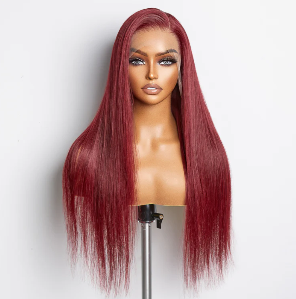 💃 24” Burgundy 13"x4" Lace Front Straight Wig – Pre-Plucked, Free Part & 100% Human Hair! 💃