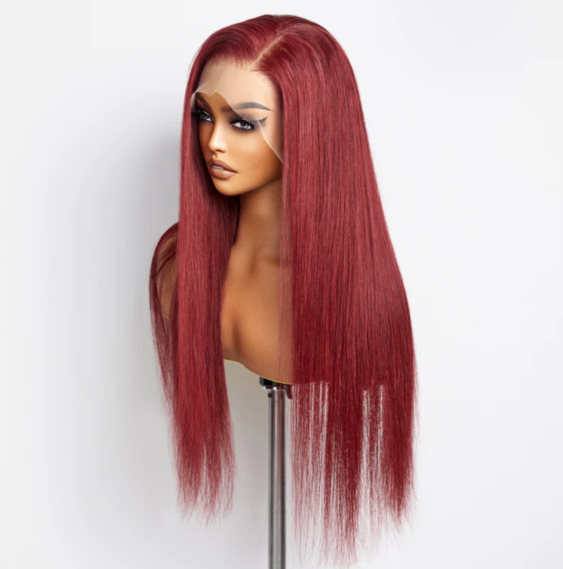 💃 24” Burgundy 13"x4" Lace Front Straight Wig – Pre-Plucked, Free Part & 100% Human Hair! 💃