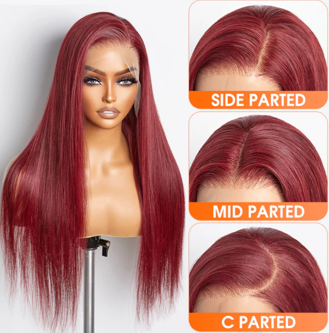 💃 24” Burgundy 13"x4" Lace Front Straight Wig – Pre-Plucked, Free Part & 100% Human Hair! 💃