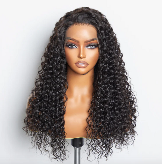 Glueless Water Wave Lace Front Wig – 3D Cap, Pre-Bleached Knots, Transparent Lace, 150% Density [13x6 or 13 x 4]