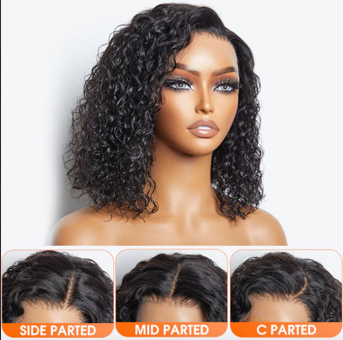 13x4 Lace Front Water Wave Bob Wig – Pre-Plucked, 150% Density, Pure Curls