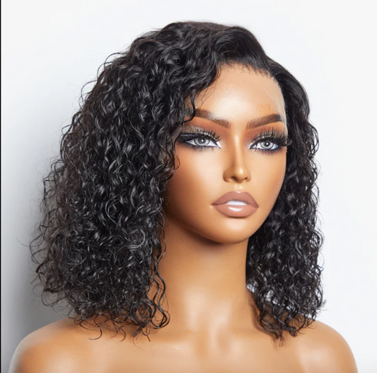 13x4 Lace Front Water Wave Bob Wig – Pre-Plucked, 150% Density, Pure Curls